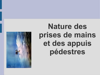 Nature des
prises de mains
et des appuis
pédestres
 