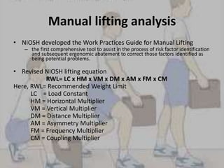 Biomechanical analysis of lifting | PPTX