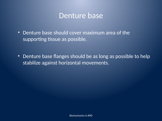 biomechanics of removable partial denture | PPTX