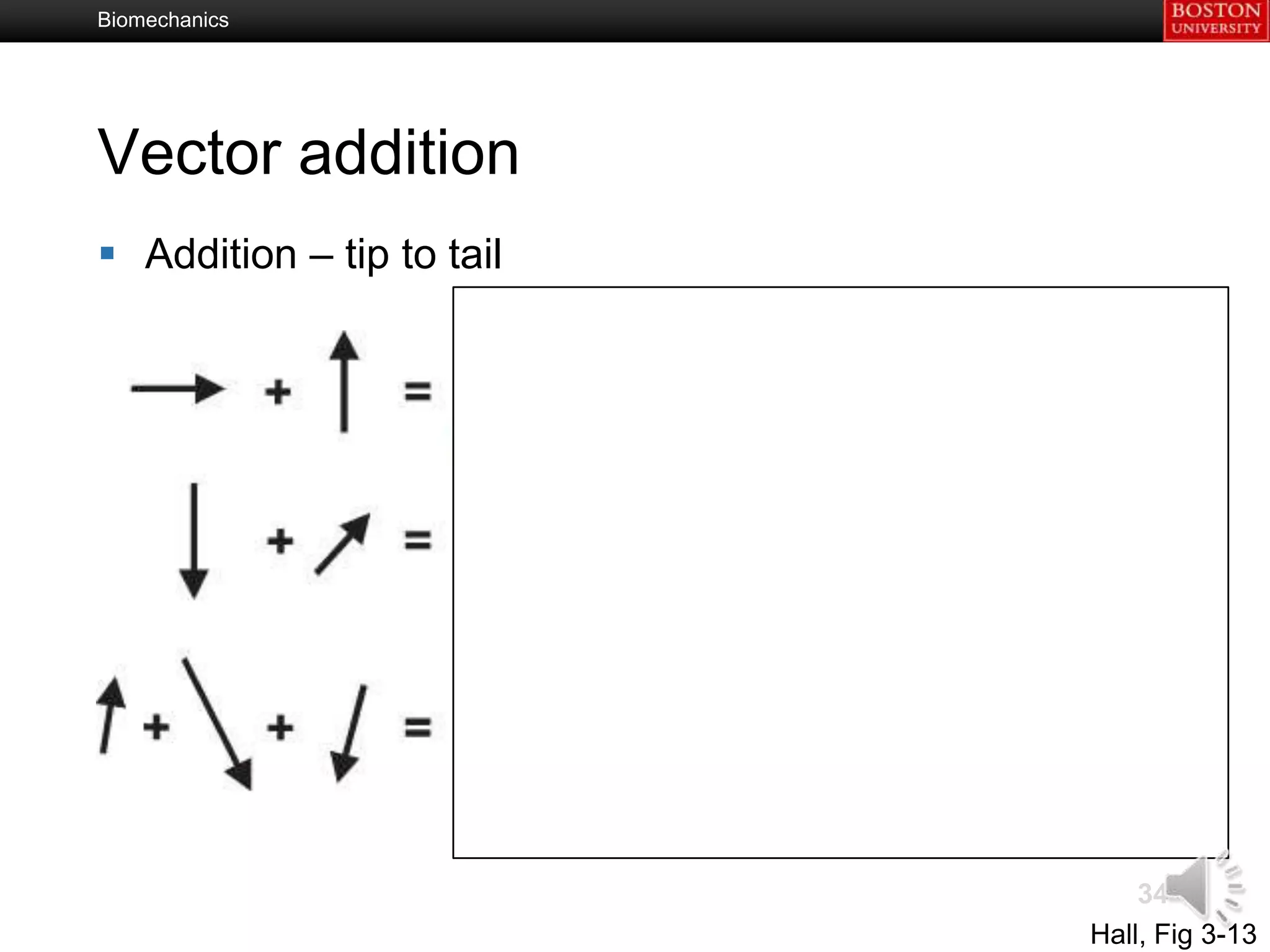 Biomechanics




Vector addition
 Addition – tip to tail




                               34
                           Hall, Fig 3-13
 