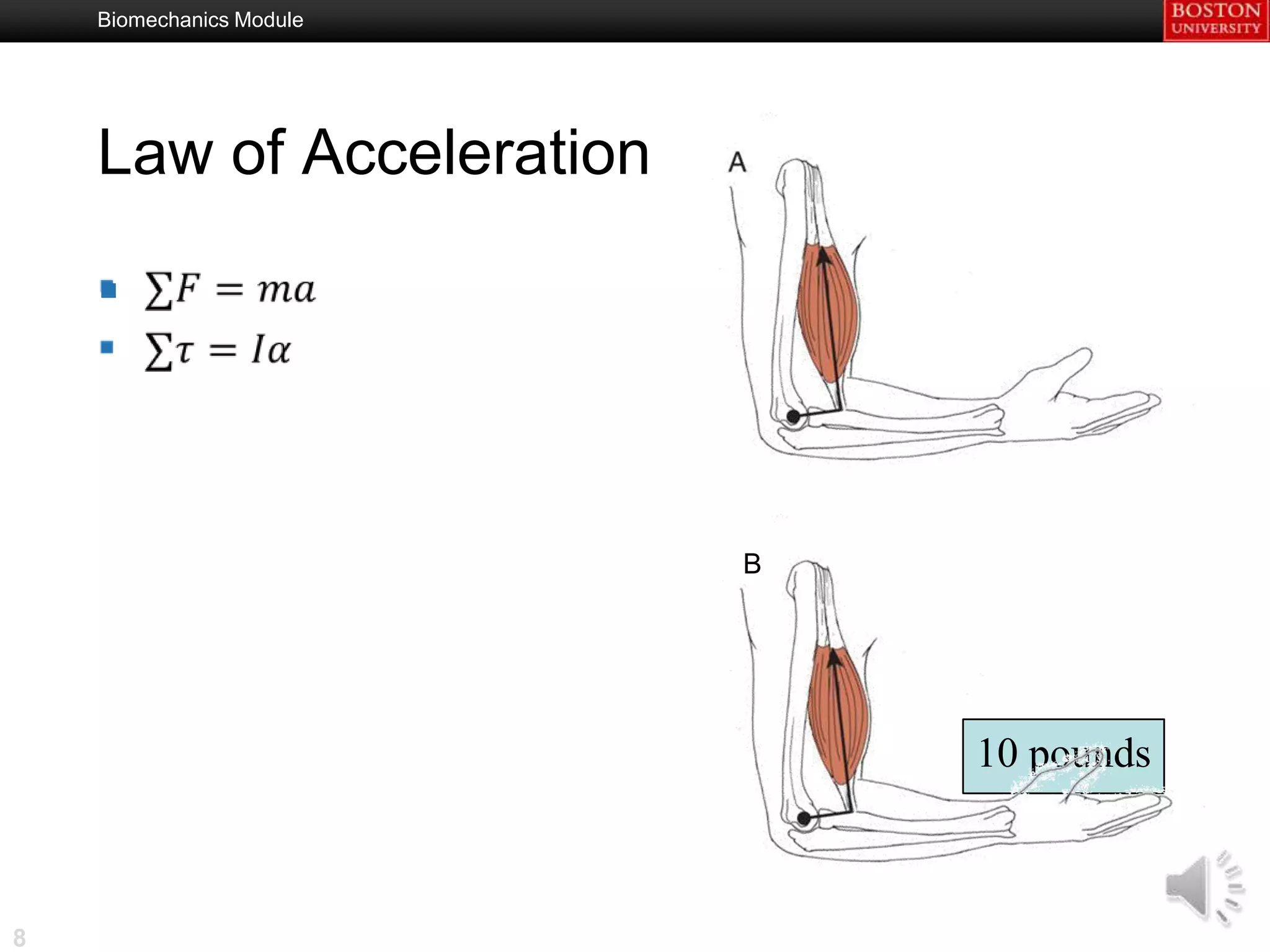 Biomechanics Module




    Law of Acceleration

    




                          B




                              10 pounds



8
 
