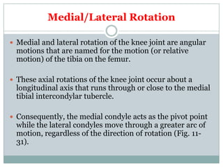 Medial Rotation Lateral Rotation Biomechanics of knee complex 6 tibiofemoral jt function | PPTX