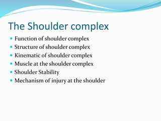 Pathological Shoulder Complex Biomechanics of the shoulder | PPTX