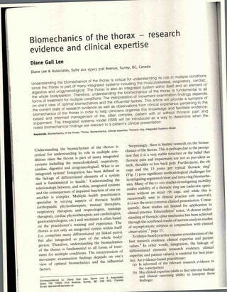 Biomechanics of the thorax   research evidence and clinical expertise