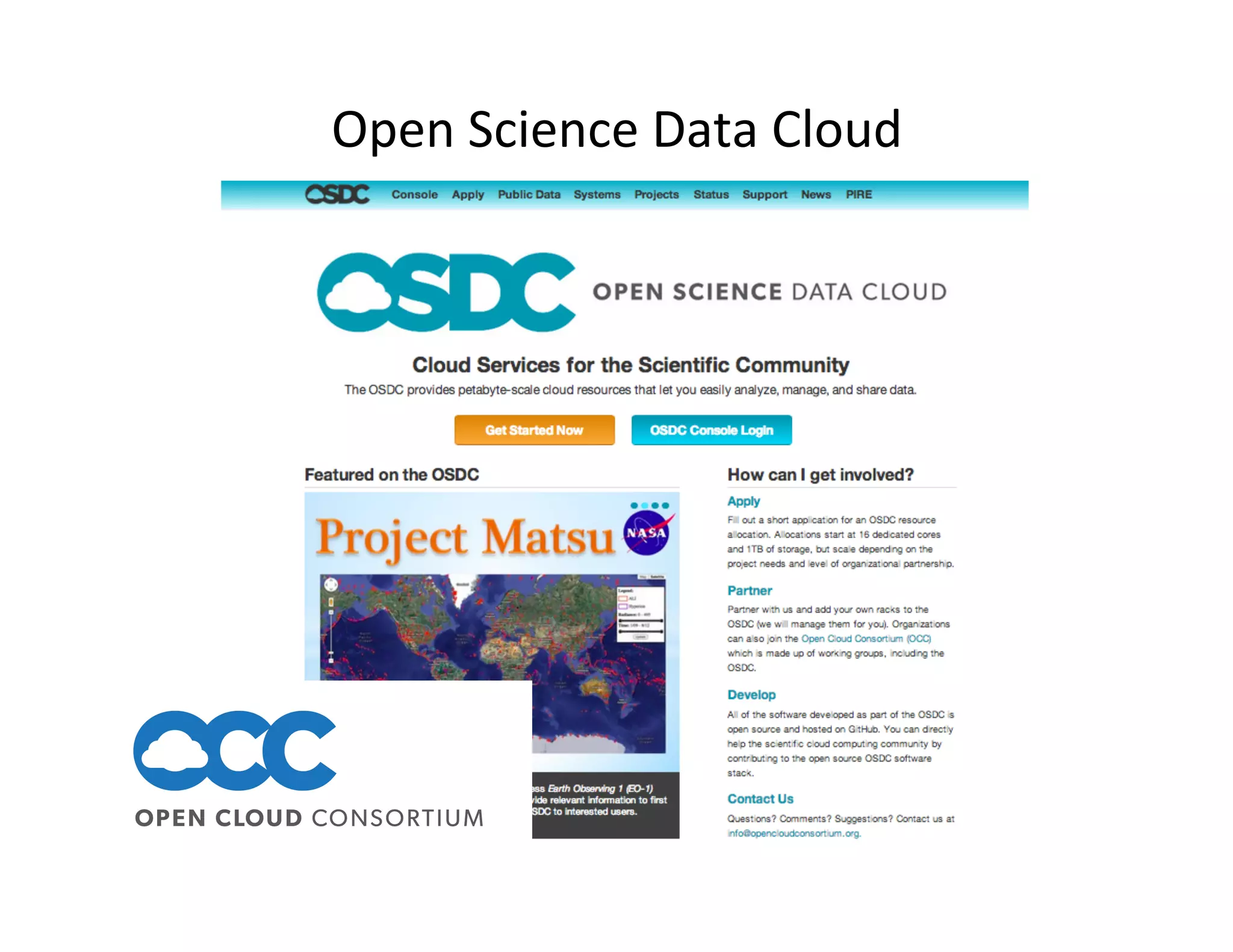 Open	
  Science	
  Data	
  Cloud	
  
 