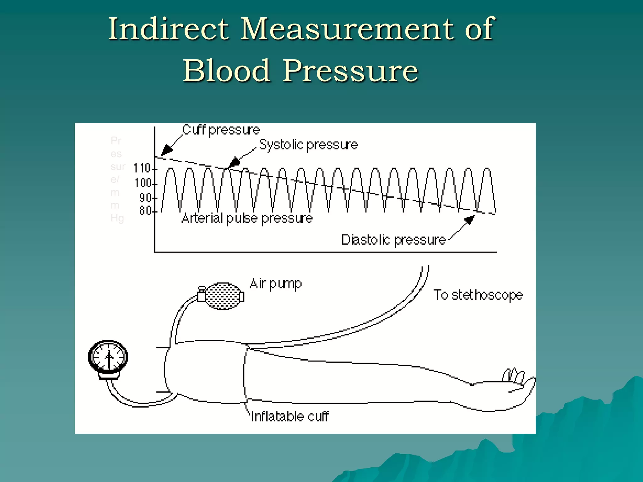 Indirect Measurement of
Blood Pressure
Pr
es
sur
e/
m
m
Hg
 