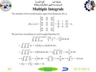 جامعة المنيا كلية الهندسة 
قسم هندسة القوى الميكانيكية والطاقة 
Start 
Multiple Integrals 
22 12/3/2014 
 