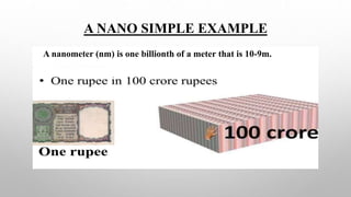 A NANO SIMPLE EXAMPLE
A nanometer (nm) is one billionth of a meter that is 10-9m.
 
