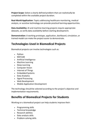 Innovative Biomedical Project Ideas for Engineering Students and ...