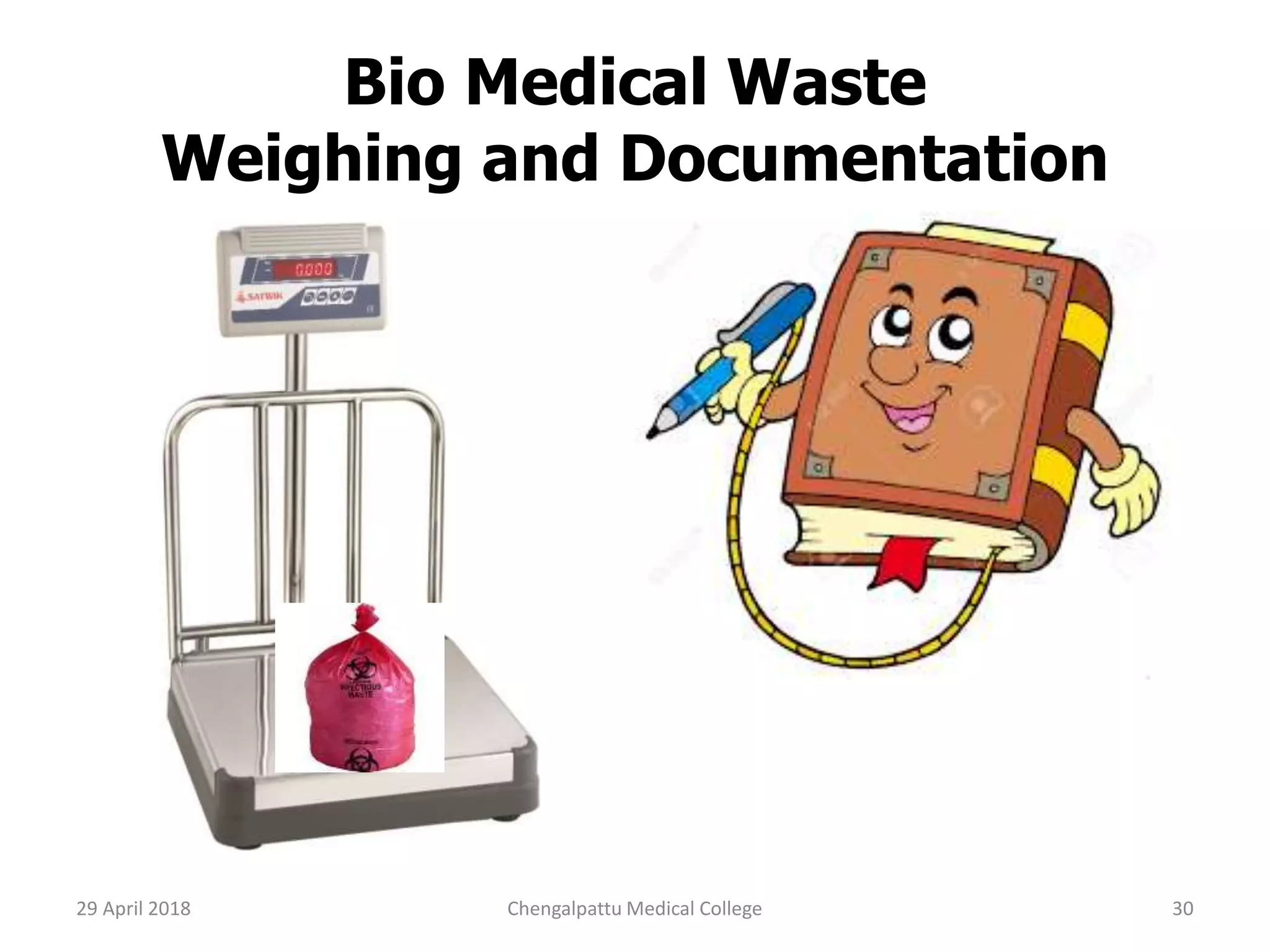 Bio Medical Waste
Weighing and Documentation
29 April 2018 30Chengalpattu Medical College
 