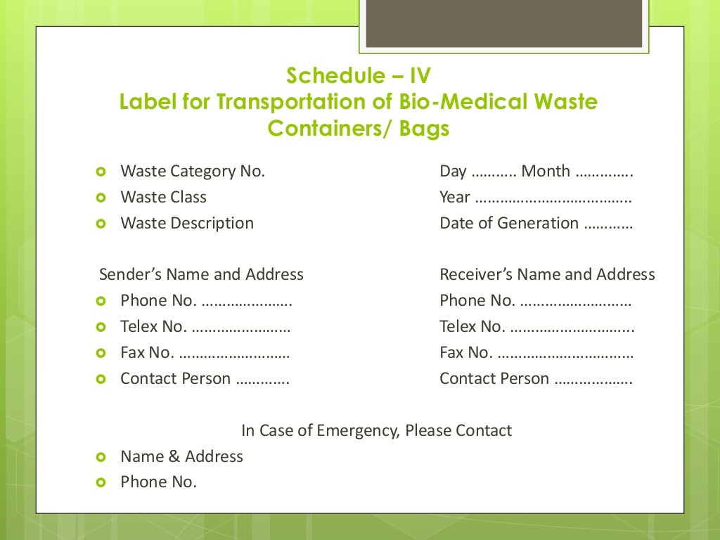 Bio Medical Waste Management And Handling Rules 1998