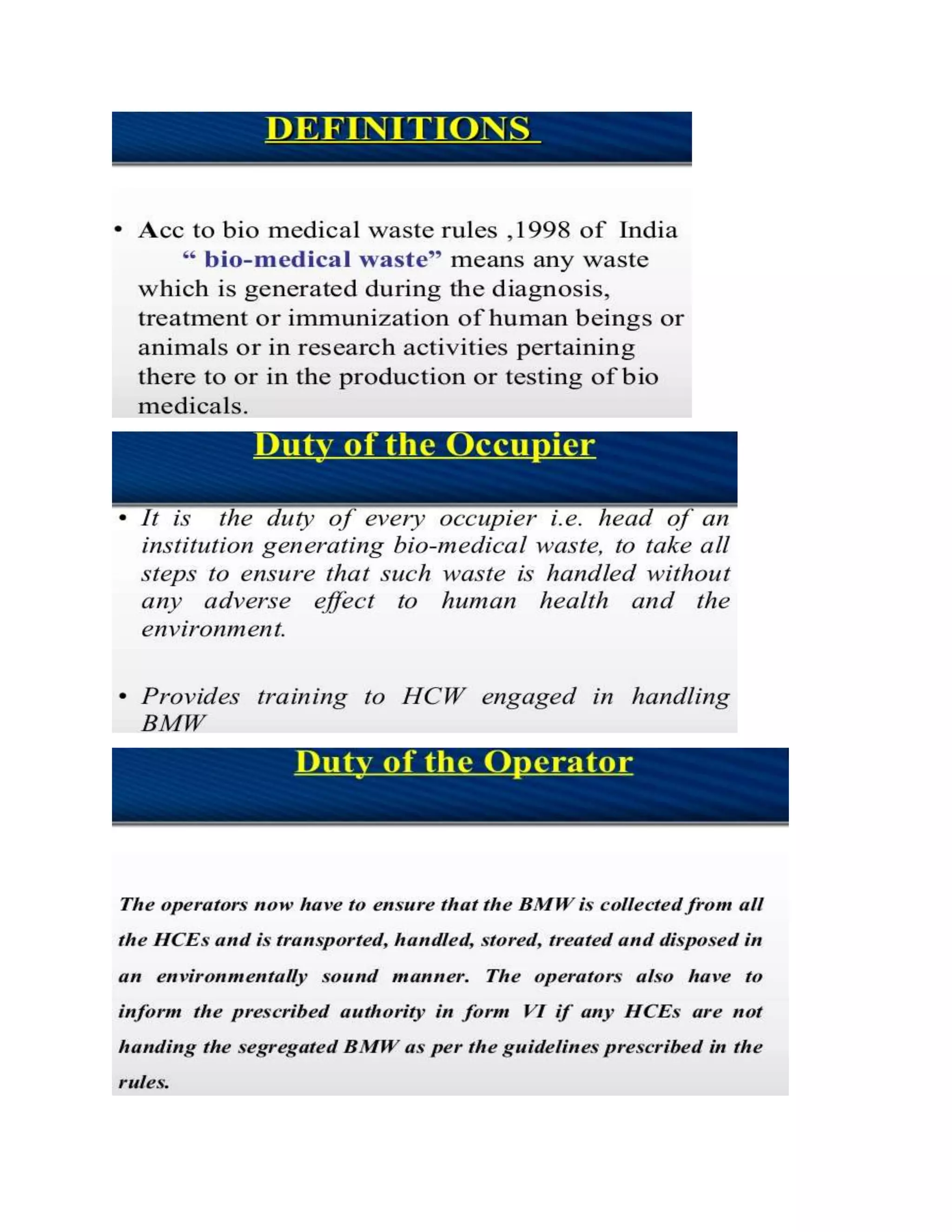 Bio medical waste management and handling rules 1998 PDF