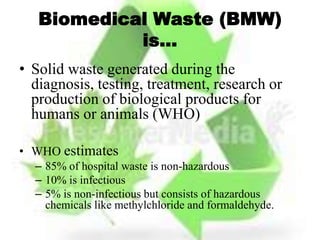 Biomedicalwastemanagementpptfinal1 121014044223-phpapp01 | PPTX