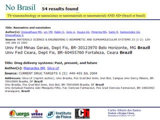 No Brasil TS=(nanotechnology or nanoscience or nanomaterials or nanomaterial) AND AD=(brazil or brasil) 