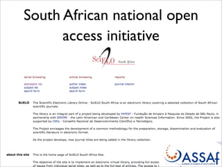 South African national open
access initiative
 