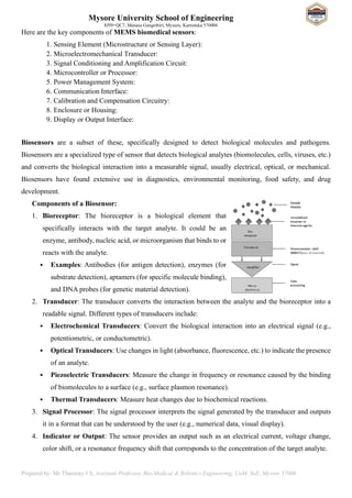 Bio MEMS 21BR741 MODULE 01 NOTES MUSE Mys | PDF