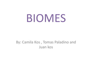 BIOMES
By: Camila Kos , Tomas Paladino and
Juan kos
 