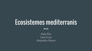 Ecosistemes mediterranis
Aida Flix
Laia Grau
Alejandra Hoyos
 