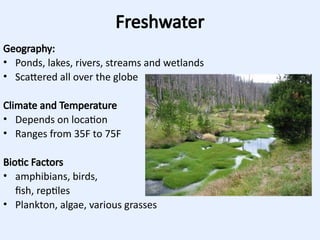 Different Biomes around the World:forests, grasslands, deserts, tundra ...