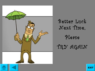 Better Luck
Next Time,
Please
TRY AGAIN

EXIT

 