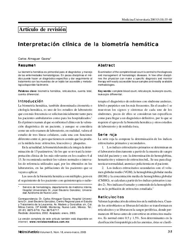 Biometria hematica interpretacion