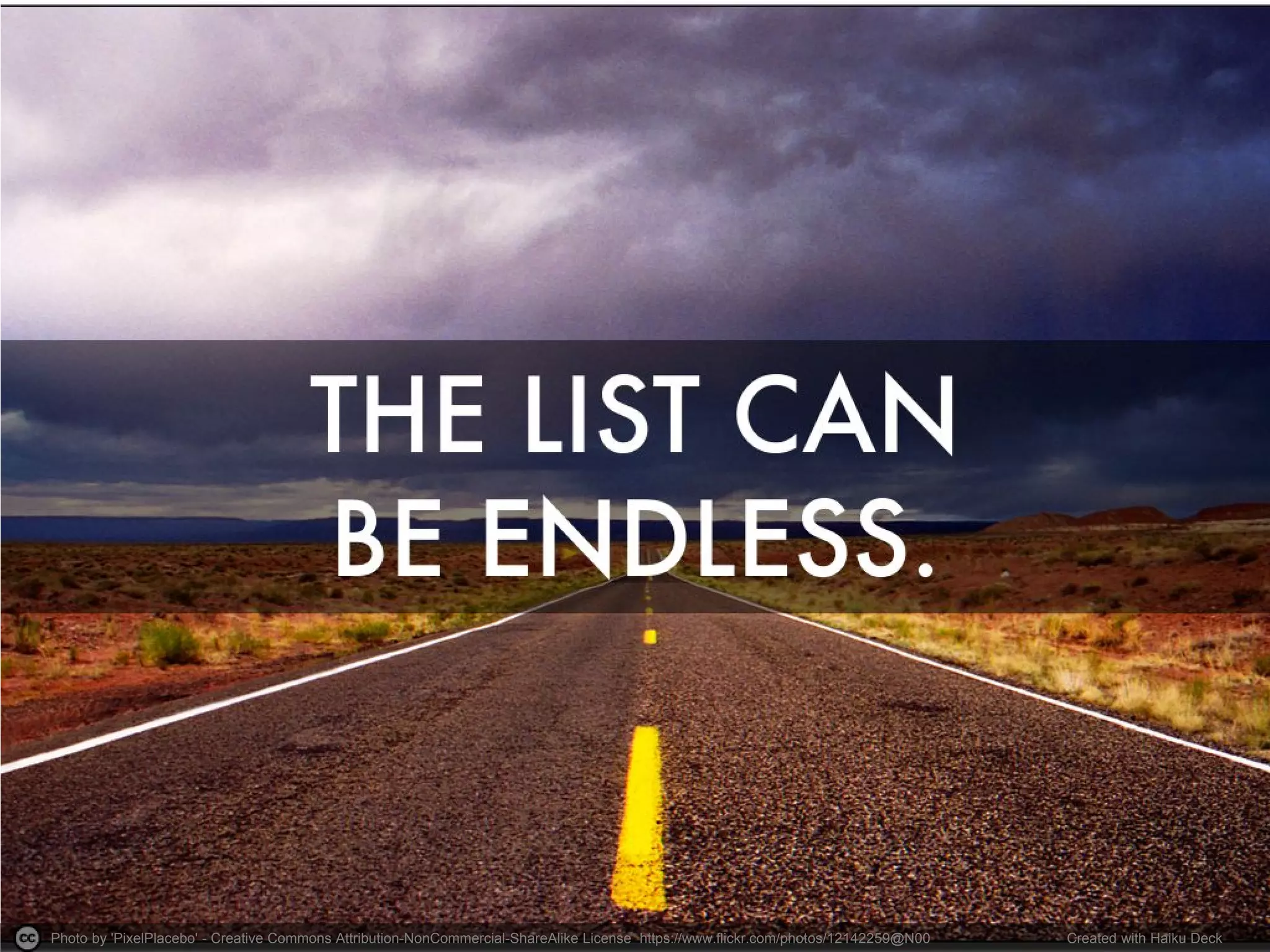 Photo by 'PixelPlacebo' - Creative Commons Attribution-NonCommercial-ShareAlike License https://www.flickr.com/photos/12142259@N00 
Created with Haiku Deck  