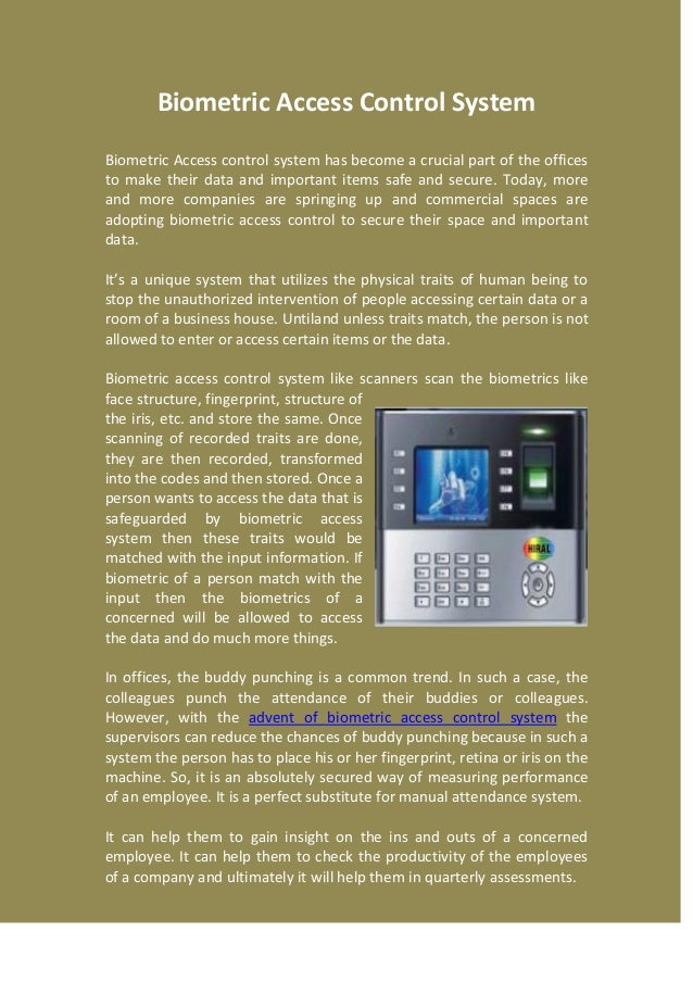 Biometric Access Control System