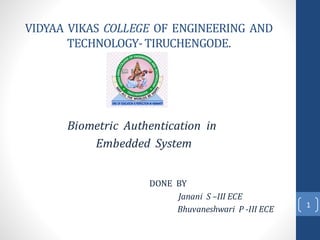 biometric authentication in embedded system | PDF