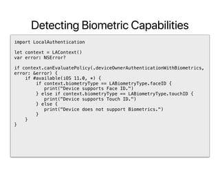 Implementing Biometric Authentication & Features in iOS Apps | PDF