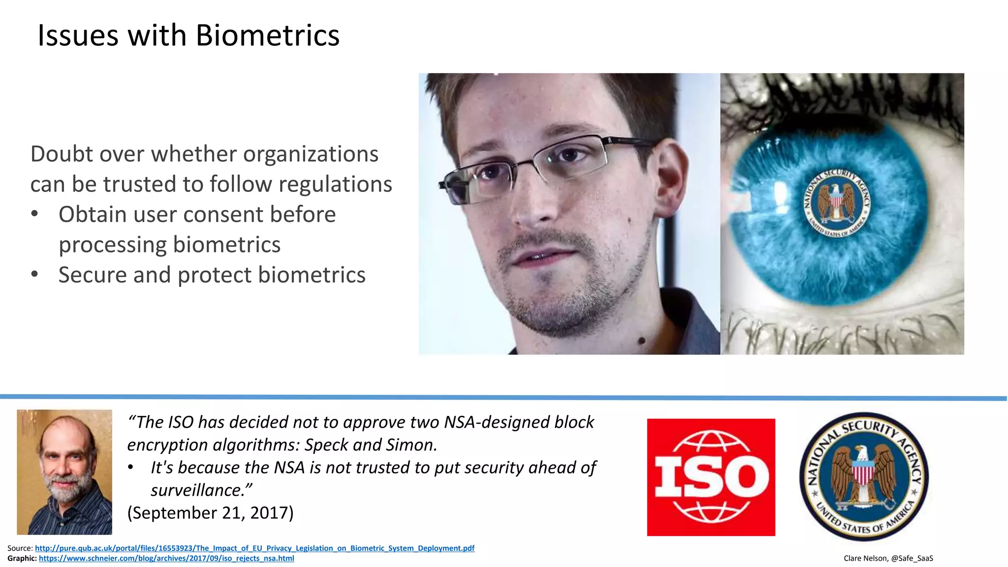 Source: http://www.privacy-regulation.eu/en/4.htm
Source: https://britishlegalitforum.com/wp-content/uploads/2017/02/GDPR-Whitepaper-British-Legal-Technology-Forum-2017-Sponsor.pdf
EU General Data Protection Regulation (GDPR)
Article Article Title Term Definition
4 Definitions Personal
data
Any information relating to an identified or identifiable natural person ('data
subject'); an identifiable natural person is one who can be identified, directly or
indirectly, in particular by reference to an identifier such as a name, an
identification number, location data, an online identifier or to one or more factors
specific to the physical, physiological, genetic, mental, economic, cultural or social
identity of that natural person;
Genetic
data
Personal data relating to the inherited or acquired genetic characteristics of a
natural person which give unique information about the physiology or the health of
that natural person and which result, in particular, from an analysis of a biological
sample from the natural person in question;
Biometric
data
Personal data resulting from specific technical processing relating to the physical,
physiological or behavioural characteristics of a natural person, which allow or
confirm the unique identification of that natural person, such as facial images or
dactyloscopic data;
Reference
 