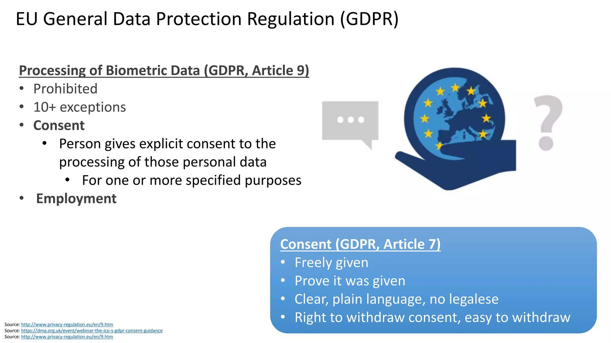 Clare Nelson, @Safe_SaaSSource: https://www.facebook.com/jterstegge/posts/1857555150924472
Privacy
Right to be let alone
Data Protection
Right to NOT have data
collected and used in ways
that impact your rights and
freedoms
GDPR
Privacy is a
Fundamental
Human Right
GDPR and Facial Recognition
GDPR Exceptions
Reasons of substantial
public interest
CCTV Captures
• Face
• Location
• Time
• How you walk
• People around you
 