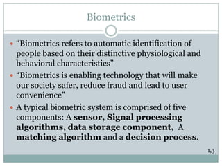 Biometrics For Security Systems | PPTX