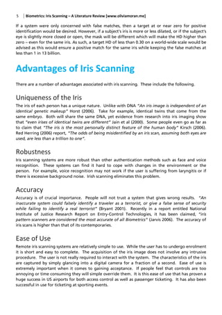 Biometrics Iris Scanning: A Literature Review | PDF
