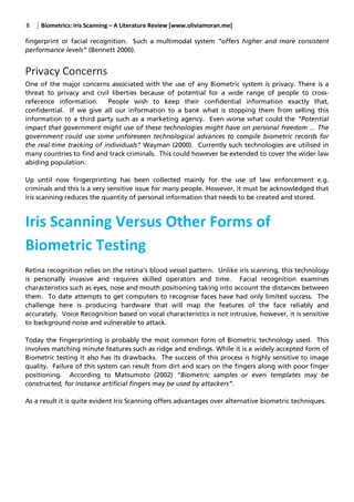 Biometrics Iris Scanning: A Literature Review | PDF