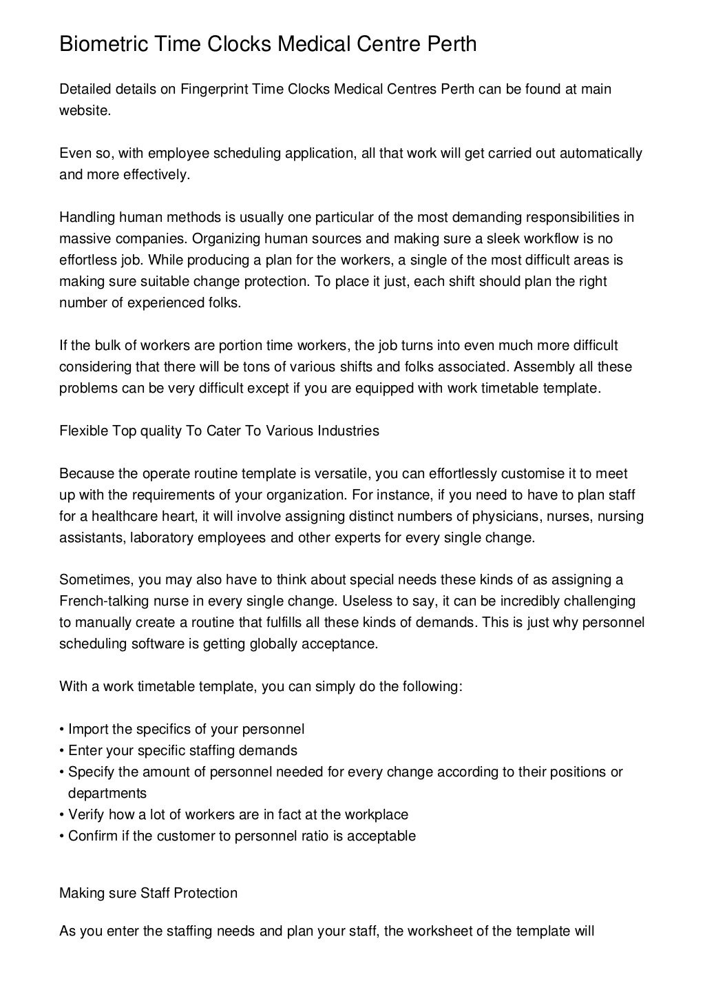 Biometric Time Clocks Medical Centre Perth