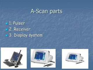A-Scan parts
 1. Pulser
 2. Receiver
 3. Display system
 