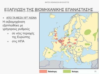 ΕΞΑΠΛΩΣΗ ΤΗΣ ΒΙΟΜΗΧΑΝΙΚΗΣ ΕΠΑΝΑΣΤΑΣΗΣ
 ΑΠΟ ΤΑ ΜΕΣΑ 19ΟΥ ΑΙΩΝΑ
Η εκβιομηχάνιση
εξαπλώθηκε με
γρήγορους ρυθμούς
 σε νέες περιοχές
της Ευρώπης
 στις ΗΠΑ
ΦΑΤΣΗ ΑΘΑΝΑΣΙΑ ΦΙΛΟΛΟΓΟΣ
25
 