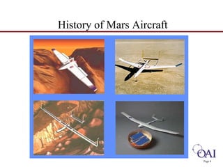 Page 4 
History of Mars Aircraft 
 