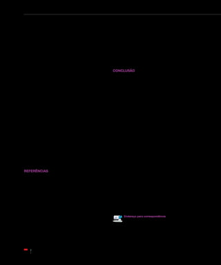 Desafio estético em dentes anteriores: aplicando a biomimética – relato de um caso clínico
116 Rev Dental Press Estét. 2010 jul-set;7(3):104-16
1.	 Assif D, Gorfil C. Biomechanical considerations in restoring
endondontically treated teeth. J Prosthet Dent. 1994 Jun;71(6):565-7.
2.	 Bowen RL. Adhesive bonding of various materials to hard tooth tissues.
J Dent Res. 1965 Jul-Aug;44:690-5.
3.	 Camara CALP. Estética em Ortodontia: parte II. Diagrama de referências
estéticas faciais. Rev Dental Press Estét. 2005 jan-mar;2(1):82-104.
4.	 Caumo DC, Costa CG, Tortamano IP, Rocha RG, Silva JCB Jr. Aplicação
da proporção áurea em Odontologia. Rev Dental Press Estét. 2006 out-
dez;3(4):125-31.
5.	 Francischone AC, Mondelli J. A ciência da beleza do sorriso. Rev Dental
Press Estét. 2007 abr-jun;4(2):97-106.
6.	 Kina S. Cerâmicas dentárias. Rev Dental Press Estét. 2005 abr-
jun;2(2):112-28.
7.	 Kina S. Equilibrium: cerâmicas adesivas - case book. São Paulo: Artes
Médicas; 2009.
8.	 Kina S, Bruguera A. Invisível: restaurações estéticas cerâmicas. 2ª ed.
Maringá: Dental Press; 2007.
Referências
9.	 Magne P. Composite resins and bonded porcelain: the postamalgam era?
J Calif Dent Assoc. 2006 Feb;34(2):135-47.
10.	Magne P, Belser U. Restaurações adesivas de porcelana na dentição
anterior: uma abordagem biomimética. São Paulo: Quintessence; 2003.
11.	Magne P, Douglas WH. Cumulative effects of successive restorative
procedures on anterior crow flexure: intact versus veneered incisors.
Quintessence Int. 2000 Jan;31(1):5-18.
Chrys Morett Carvalho de Freitas
Rua Florêncio Monteiro 280 – Centro Cidade
CEP: 65.700-000 – Bacabal / MA
E-mail: chrys_morett@hotmail.com
Endereço para correspondência
Cerâmicas adesivas são os materiais que melhor
se aplicam a essa tendência de imitar a vida, não so-
mente na aparência (mimetizar) mas também de forma
biomecânica semelhante à estrutura dentária — apesar
da Odontologia estar apenas no começo de tudo. Por
isso, também, núcleos de fibra de vidro, que apresentam
módulo de elasticidade próximo ao da estrutura dentária
são preferíveis, em elementos unitários, aos núcleos me-
tálicos fundidos, que são materiais de alta resistência1
.
Os pinos de fibra de vidro se comportam de modo se-
melhante ao elemento dentário, protegendo-o frente aos
desafios diários. Em verdade, foi através da adesão de
materiais restauradores à estrutura dentária que a ver-
dadeira Odontologia com custo biológico mínimo come-
çou2
. A transformação feita na Odontologia por causa
da adesão, atualmente, levou ao desenvolvimento da
ciência das restaurações dentárias sob três princípios:
estética, preservação máxima dos tecidos dentários e
desempenho biomecânico semelhante ao do dente7
.
No caso clínico apresentado, foram propostos pi-
nos de fibra de vidro, resinas compostas para confec-
ção dos núcleos e coroas adesivas, não somente pela
aparência estética desses materiais, mas principalmente
pela forma biomecânica que os mesmos se comportam
em relação aos elementos dentários. Através de uma
adesão entre esses materiais e o dente, há formação de
uma unidade suficientemente resistente para promover
um resultado excelente em longevidade.
CONCLUSÃO
Os materiais livres de metal são uma tendência.
A cada dia, uma diversidade de sistemas cerâmicos
surge, muitas vezes baseados somente na resistência
como parâmetro avaliador. Porém, entender e indicar
de forma correta é uma necessidade. Materiais res-
tauradores que podem ser aderidos aos dentes se
comportam de forma semelhante à estrutura natu-
ral, sendo então mais indicados para restauração de
elementos unitários (tooth-like, biomimética). Os ma-
teriais de alto desempenho, como a zircônia, seriam
reservados para pontes fixas e restaurações sobre
implante, já que, segundo a biomimética, que tende
a imitar a vida, esses elementos (próteses fixas e im-
plantes) não são encontrados na natureza.
 