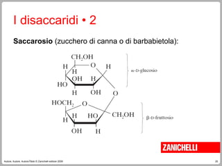 25
Autore, Autore, AutoreTitolo © Zanichelli editore 2009
Saccarosio (zucchero di canna o di barbabietola):
I disaccaridi • 2
 