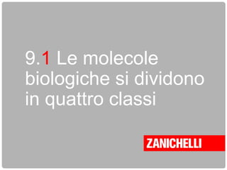 9.1 Le molecole
biologiche si dividono
in quattro classi
 