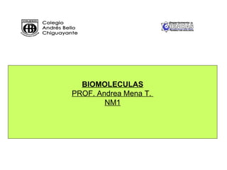 BIOMOLECULAS
PROF. Andrea Mena T.
        NM1
 