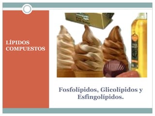 Fosfolípidos, Glicolípidos y
Esfingolípidos.
LÍPIDOS
COMPUESTOS
 