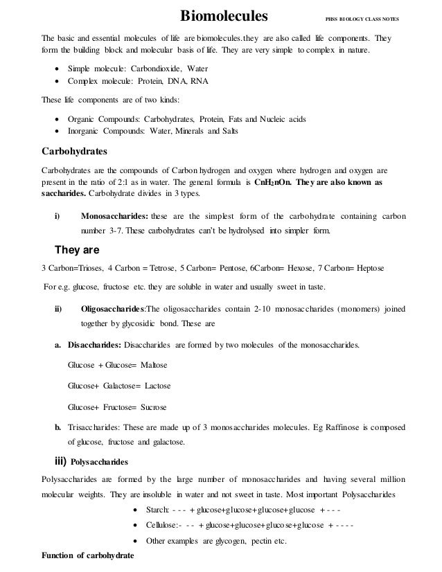 Biomolecule for class 11 science