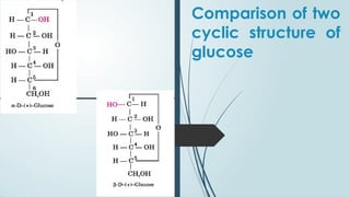 Comparison of two
cyclic structure of
glucose
 