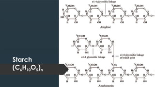 Starch
(C6H10O5)n
 