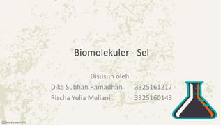 Biomolekuler - Sel
Disusun oleh :
Dika Subhan Ramadhan 3325161217
Rischa Yulia Meliani 3325160143
 