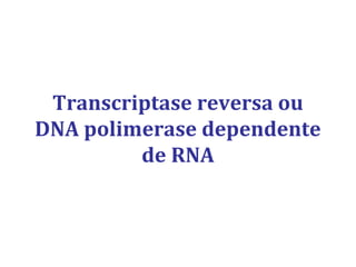 Transcriptase reversa ou
DNA polimerase dependente
de RNA
 