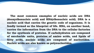 BIOMOMOLECULES , CARBOHYDRATES, PROTEIN, LIPIDS, NUCLEIC ACID | PPTX