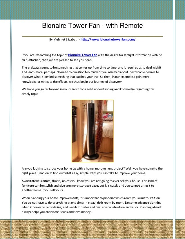 Bionaire tower fan